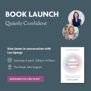 I would love you to join me on Saturday 6 April at The Nook @thenookgallery in Mornington where I'll be chatting with my wonderful friend and colleague, the very down-to-earth and engaging Lou Spargo.Lou and I will explore the content in my book including how we might adopt a more human definition of what it means to have confidence and be 'successful'. It's my hope that with a better understanding of an introvert's many invaluable gifts, you'll learn how to tap into your infinite worth and the confidence that already exists within each of us.Arrive at 2pm for tea and cake, followed by a one-hour conversation between Lou and I, with book signings to follow.Date: Saturday 6 April Time: 2:00pm - 4:00pmLocation: The Nook Gallery & Studios, MorningtonCost: Free event but booking required via the link in my bioIf you can't make it to this one, I'll be taking the book on the road over the coming months so keep an eye out for more dates and locations very soon.#booklaunchmelbourne #quietlyconfident #morningtonpeninsulaevents